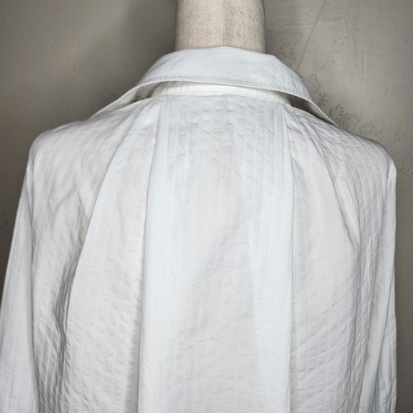 ACNE Studios White Cotton Pique Split Neck Collared Blouse Size 32 - Picture 8 of 14